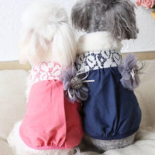 Laço flor cão colete grosso hoodies casacos camisa de algodão roupas para cães de estimação inverno quente roupas para cães gato filhote de cachorro maltês teddy 2024 - compre barato