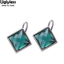 Uglyless-pendientes de cristal verde facetado personalizados para mujer, aretes cuadrados de plata 925 auténtica, joyas de plata maciza, bisutería E1583 2024 - compra barato