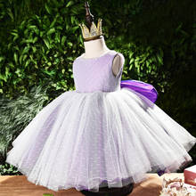 Vestido de mariposa grande para niña, vestido de encaje púrpura para fiesta de aniversario, de flores, dama de honor 2024 - compra barato