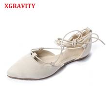 XGRAVITY-zapatos planos de Ballet con correa para mujer, mocasines femeninos de talla grande, cómodos, con punta estrecha, A076 2024 - compra barato
