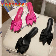 Voesnees-Zapatillas de tacón alto con nudo de mariposa para mujer, sandalias puntiagudas a la moda, tacones de aguja sexys, novedad de 2021 2024 - compra barato