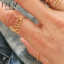 17KM-anillos con letras doradas Estilo Vintage para mujer y niña, anillo con palabra de dedo artesanal, regalos de joyería artesanal, 2020 2024 - compra barato