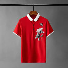 Minglu Cotton Mens T-shirts Luxury Butterfly Lotus Printed Short Sleeve Red Male T-shirts Fashion Slim Fit Summer Man T-shirts 2024 - buy cheap