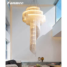 Lámpara de araña de aluminio Estilo nórdico, iluminación LED moderna en espiral, con borlas cromadas, estilo Art Deco para interior, sala de estar, escalera, Loft 2024 - compra barato