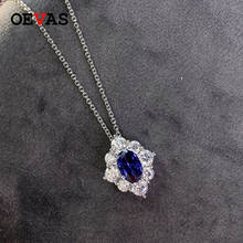 OEVAS 100% 925 Sterling Silver Sapphire Pendant Necklace For Women Sparkling High Carbon Diamond Engagement Party Fine Jewelry 2024 - buy cheap