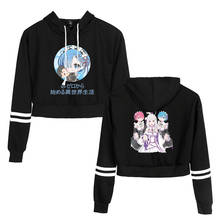 Re Zero Rem and Ram anime cropped hoodie sweatshirt women sexy fashion harajuku Crop hoodies streetwear Jacket brand clothes 2024 - buy cheap