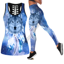 Wolf Native Legging hollow tank Combo 3D Printed Tank top Suit sexy Yoga Fitness Soft Legging Summer Women For Girl 11 2024 - buy cheap