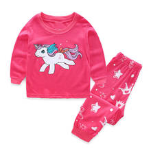 TUONXYE-Conjuntos de pijamas de unicornio para niñas de 2 a 7 años, ropa de dormir de manga larga, trajes para niños, ropa de otoño 2024 - compra barato
