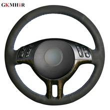 DIY Hand-stitched Black Suede Leather Car Steering Wheel Cover for BMW X5 E39 E46 325i E53 2024 - buy cheap