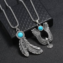 Vintage Leaf Long Necklace 2020 New Domineering Eagle Feather Pendant Necklaces For Women Men Boho Beach Jewelry Collier 2024 - buy cheap