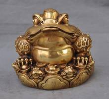 Китайский фэн-шуй латунь богатство слитки монета Золотая жаба hoptoad spittor статуя 2024 - купить недорого