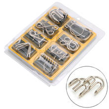 8Pcs/set Metal Wire Puzzle Game IQ Mind Test Brain Teaser Toys for Kids Adults 24BE 2024 - buy cheap