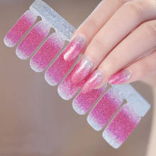 1 hoja de pegatinas de uñas de purpurina rosa, envolturas de uñas de cobertura completa, pegatinas adhesivas para manicura, pegatinas para Stikcer 2024 - compra barato