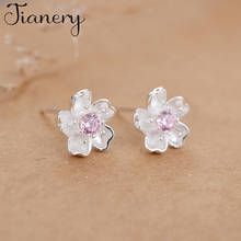 JIANERY New Arrivals Silver Color Pink Cherry Blossoms Flower Earrings For Women Fashion Jewelry pendientes Brincos 2024 - buy cheap