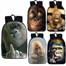 funny orangutan / monkey middle finger print backpack for teenager boys girls children school bags backpack women men rucksack 2024 - buy cheap