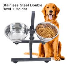 Height Adjustable Double Dog Food Water Feeder Fixer Pet Bowl Stand Holder Pet Cat Dog Bowls Dogs Drinking Bowl Dog Supplies 2024 - buy cheap
