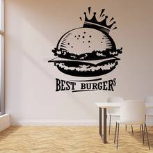 Best Burgers Wall Decal Words Lettering Crown Fast Food Cafe Interior Decor Vinyl Window Stickers Art Delicious Foods Mural 1414 2024 - buy cheap