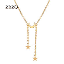 Модное женское ожерелье ZYZQ в виде Луны и звезды, ожерелье золотого цвета, Женская цепочка, ожерелье на день рождения вечерние вечерняя одежда, подарок, ювелирные изделия, оптовая продажа 2024 - купить недорого
