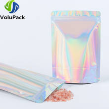 Bolsa de embalagem ziplock à prova de cheiro, grande tamanho, holográfico, prata, ecológica, bolsas de alumínio 2024 - compre barato