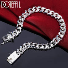 DOTEFFIL 925 Sterling Silver 10mm Square Buckle Side Chain Bracelet For Women Wedding Engagement Party Jewelry 2024 - buy cheap