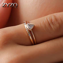 Zyzq novo vem criativo triângulo anel conjunto romântico propor noivado casamento feminino acessórios conjunto de anel de jóias lotes wholeslae 2024 - compre barato