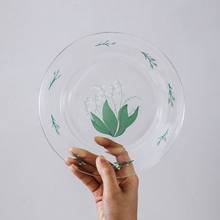 New Snack Plate Lily of the Valley Flower Tempered Glass Plate Salad Bowl Plate Girl Heart Dessert Plate Vegetable & Fruit Plate 2024 - buy cheap