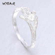 WYEAIIR Literary Flower Branch Sweet Fresh Simple Creative Cute 925 Sterling Silver Female Resizable Opening Rings 2024 - buy cheap