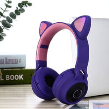 New Arrival LED Cat Ear Headphones Noise Cancelling Bluetooth 5.0 Support TF Card 3.5mm Plug With Mic Fashion headphones 2023 - buy cheap
