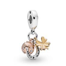 Free Shipping 925 Sterling Silver Horseshoe, Clover & Ladybird Hanging Charm Fit Original Pandora Bracelet For Women DIY Jewelry 2024 - buy cheap