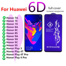 6D Protective Glass For Huawei Honor 8X 8A 8C 8S X10 X20 Tempered Glass on Honor 7A 7C 7X 9X 9A 9C 9S Play 5 5T Screen Protector 2024 - buy cheap