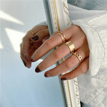 Женский комплект колец в минималистском стиле золотого цвета с геометрическим рисунком, классическое Открытое кольцо, женское ювелирное изделие, 2021 2024 - купить недорого