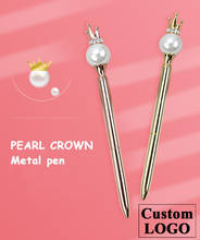 Custom Logo Pearl Crown Pen Metal Ballpoint Pen Gift Luxury Ballpoint Pen Wedding Birthday Gift Engraved Name Novelty Pens 2024 - compre barato