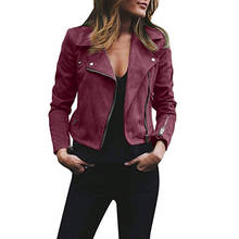 Abrigo de manga larga para Mujer, Chaqueta corta con cremallera y solapa de Color sólido, a la moda, para otoño e invierno, 2019 2024 - compra barato