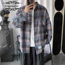 Bridgewater Plaid Shirts Men's Ins Wild Loose Students Korean Style Trend Handsome Long-Sleeved Shirt Outer Wear 2024 - buy cheap