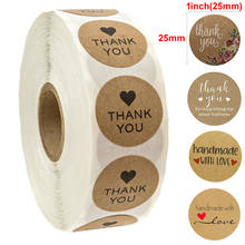 Round Natural Kraft Thank You Stickers seal labels Labels per roll Hand Made With Love Stickers Office Stationery sticker 2024 - buy cheap