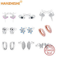2020 New Fashion 925 Sterling Silver Sparkling CZ Owl Stud Earrings For Women S925 Silver Earrings DIY berloque Jewelry Gift 2024 - buy cheap