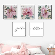 Abstract Pink Rose Flower Plant Quotes Wall Art Canvas Painting Nordic Posters And Prints Wall Pictures For Living Room Decor 2024 - buy cheap