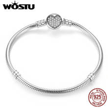 Pulseira de prata esterlina para mulheres wostu 100% 925 original 4 estilos amor bracelete pulseira zbbs912 2024 - compre barato
