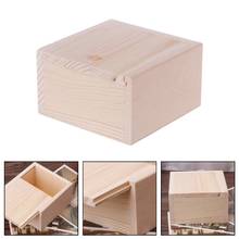 Caja de almacenamiento de joyería hecha a mano, caja lisa de madera para dulces, organizador de anillos, estuche para manualidades, 7x7x4cm 2024 - compra barato