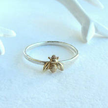 Anillos 925 anéis de dedo de abelha, prata simples e minúsculos, cor de ouro sólido, martelado, conjunto de anéis, joia de aniversário barato 2024 - compre barato
