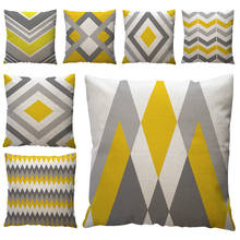 Yellow Geometric Pattern Decorative Pillowcases Polyester Throw Pillow Case Striped Geometric Pillowcase Car Seat Cushion Cover 2024 - buy cheap