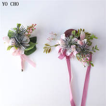 YO CHO Unique Supply Artificail Plants Wrist Hand Flower Fake Berries Wedding Corsage Man Boutonniere for Prom Party 2024 - buy cheap