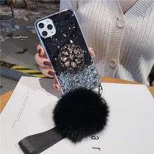 DIY Strap Fur Ball Diamond Holder Stand Phone Case For Huawei P20 P30 MATE20 MATE30 Mate10 P10 Pro Lite Nova6 3i TPU Clear Coque 2024 - buy cheap