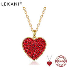 LEKANI 925 Sterling Silver Gold Necklace For Women Red Austria Crystal Heart Pendant Necklaces Female Engagement Fine Jewelry 2024 - buy cheap
