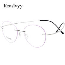 Krasivyy-gafas redondas sin montura para mujer, anteojos femeninos de diseño de marca, ultraligeros, de titanio puro, con prescripción óptica para Miopía 2024 - compra barato