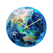 Yjj incandescente relógio de parede mudo varredura luminosa terra relógio de parede relógios brilho no escuro adesivos de parede para criança decoração planetas 2024 - compre barato