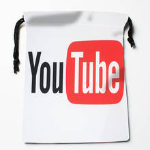 Novo aplicativo logotipo youtube drawstring sacos à prova de poeira moda impressão sacos de armazenamento de tecido meninos meninas saco de presente de aniversário tamanho 18x22cm 2024 - compre barato