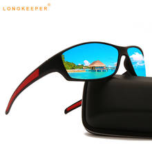 Мужские поляризованные солнцезащитные очки Longkeeper, брендовые дизайнерские квадратные спортивные солнцезащитные очки для вождения, черная оправа, UV400 2024 - купить недорого