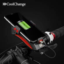 CoolChange-timbre 4 en 1 para bicicleta, soporte para teléfono de montaña, claxon de luz para ciclismo, Banco de energía de 2000/4000mAh, carga USB, 130db, para bicicleta eléctrica 2024 - compra barato