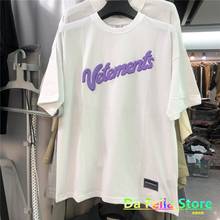 VETEMENTS-Camiseta con Logo para hombre y mujer, prenda de vestir con estampado de espuma y texto púrpura, con dobladillo textil, Parche de marca, Tops VTM 1:1 de alta calidad 2024 - compra barato